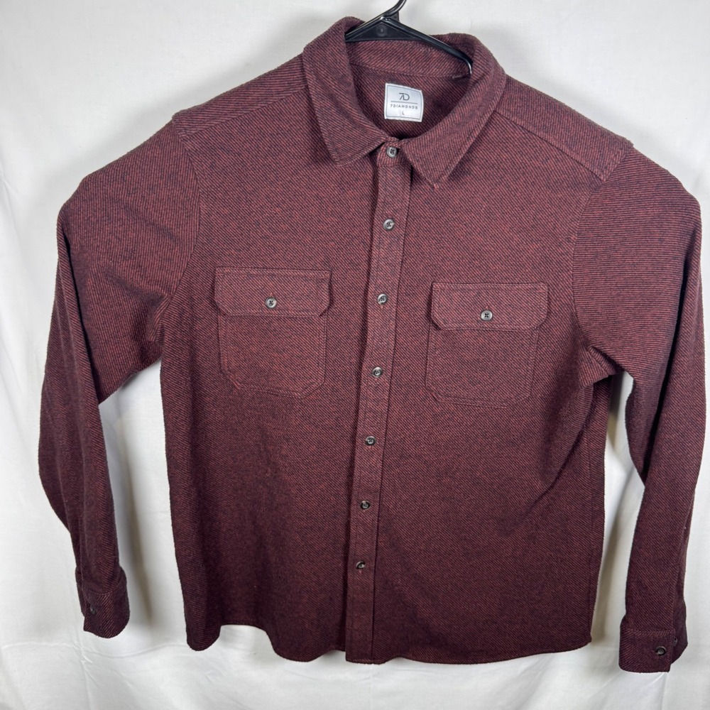 7 Diamonds Soft Flannel Shirt Mens L Burgundy Black Textured Stretch